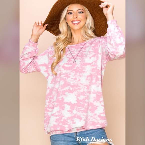 ❤️LAST 1! Comfy Pink Oversized Tie Dye Sweatshirt! - Picture 5 of 6
